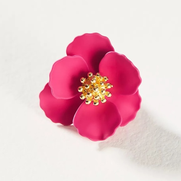 🆕WT! Anthropologie 18k Gold Post, Pink Petal Earrings - Picture 3 of 8